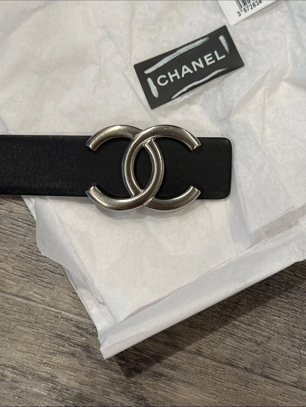 CHANEL Calfskin Leather CC Reversible Belt Silver Buckle Black Burgundy